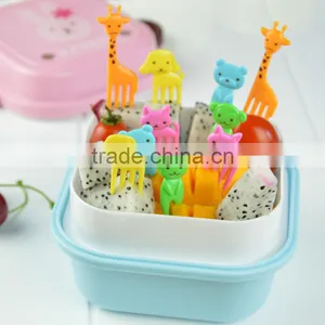10Pcs/Lot Mini Animal Farm Cartoon Food Fork Set Cake Fruit Picks Sign Bento Lunches Party Decor Vegetable Tableware KC1464 thumbnail-1