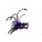Hand-made Sparkle Feather Masquerade Masks With Swarovski Crystal , Purple thumbnail-1