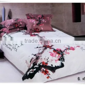 the Plum Blossom Pattern Chinese Style Print Coral Fleece Bedding Set thumbnail-1