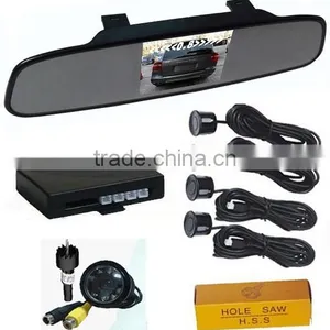 Video Rearview Camera System Car Rear View Mirror Video Parking Sensor 4 Sensors thumbnail-2