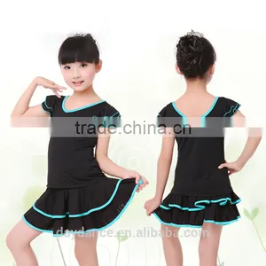 2016 Girls Child Latin Skirt Suit Kid Double V-Neck Gymnastics Costume Performance Dress thumbnail-3