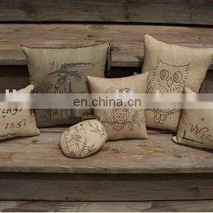 2016 Popular Designed Printing or Embroidery Pure Linen,cotton Cushion Covers in Many Solid Colors for Wholesale or Retail thumbnail-1