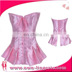 Top Quality Clothing Sheer Body of Strapless Satin Lace Dress Custom Leather Corset on Sale thumbnail-3