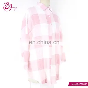 2017 New High Fashion One Piece Pink Free Size Checked Blouse for Girls thumbnail-2
