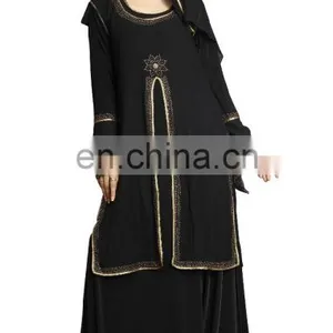 Women's Anarkali Umbrella Style Long Abaya Burkha With Attached Chiffon Jacket ( Long Flairs Abhaya Burqas 2017) thumbnail-4