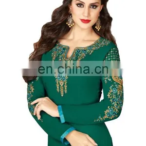 Ladies Party Wear Georgette Straight Cut Salwar Suits 2017 thumbnail-2