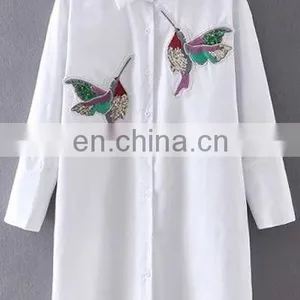 Colorful Sequined Bird Patch Sweater Decoration Applique Vintage Embroidered Birds thumbnail-4