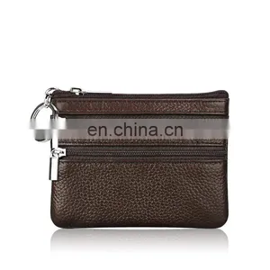 3 Zippers Genuine Leather Coin Bag Credit Card Bag Cash Bag thumbnail-6