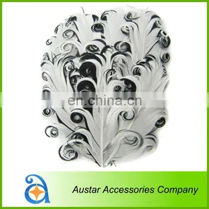 HOT SELL! White / Black Curly Goose Feather Pads,Curled Feather Pads for Headband thumbnail-1