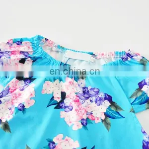 Cute Design Flutter Sleeve Infant Body Suit Flower Printed Newborn Baby Romper thumbnail-3