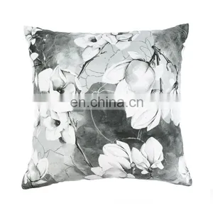 Ink Painting Black and White Flowers Vintage Style 3D Flowers Decorative Accent Throw Pillow Covers thumbnail-2