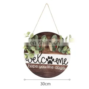 Rectangle Wooden Welcome Door Sign, Home Festival Decoration Wooden Door to Welcome thumbnail-3