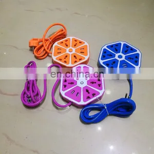 Top Quality US / UK / EU Plug Tabletop Hexagon Shape 4 USB Charging Electric Power Extension Socket thumbnail-1