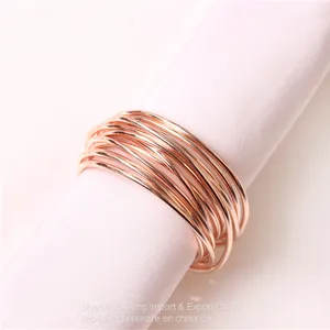 Rose Gold Silver Black Colored Metal Dinner Wire Napkin Rings Holders for Hotel Restaurant thumbnail-4