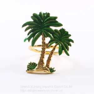 Modern Palm Tree Metal Stainless Steel Elegant Napkin Ring Holder thumbnail-3