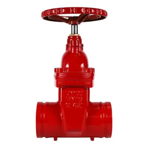 ANSI Gate Valve Red Air Defense Grooved End Rising Stem Resilient Seal Manual Dark Wedge Yoke (OS&Y) Ductile Iron Gate Valve thumbnail-1