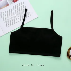 New Girls Solid Color Camisole Vest Wrapped Around the Chest, Single-layer Cotton Underwear During Development Period thumbnail-2