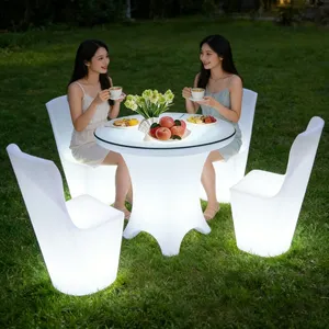 Luxury Bar Led Table Hotel Bar Table Flower-shape Home Furniture With RGB 16 Colors thumbnail-1
