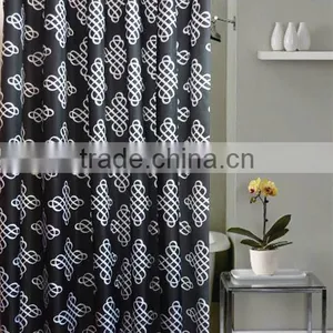 Polyester Chinese Knot Printed Waterproof Shower Curtain for Hotel Family thumbnail-1