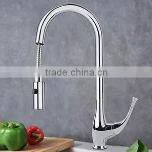 High Solid Brass Pull Out Swan Kitchen Faucet thumbnail-3