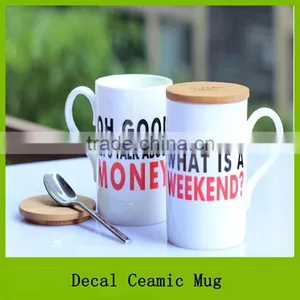 12oz Wholesale White Tea Cups With Wooden Lid thumbnail-1
