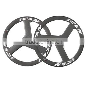 Good Quality Tri-spoke Bike Wheels Carbon 3 Spoke Fiexed Gear Track Carbon Bicycle Wheel thumbnail-1