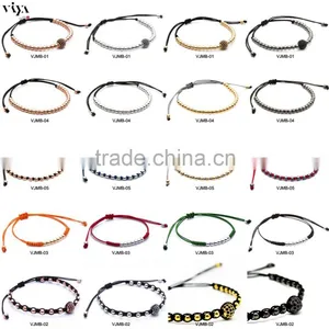 ADJUSTABLE ROPE LEATHER BRACELET MACRAME MICRO PAVE BEADS JEWELRY MULTI DESIGN WITH CHINA KNOT 10MM 8MM 6MM BEADS thumbnail-2