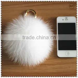 White Color Fox Fur Pompons With Metal Chain thumbnail-1