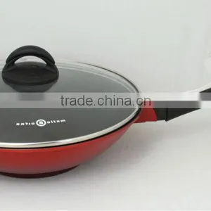 28cm Die Cast Aluminium Wok With Tempered Glass Lid thumbnail-2
