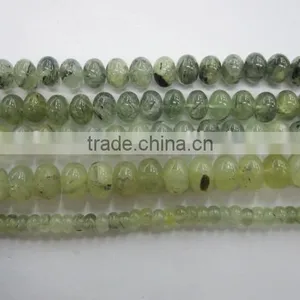 Natural Green Prehnite Roundel Bead Mineral Gemstone for Jewelry Making thumbnail-1