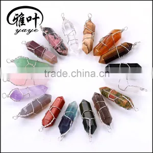 Natural Semi Precious Stone Hexagon Pendant thumbnail-1