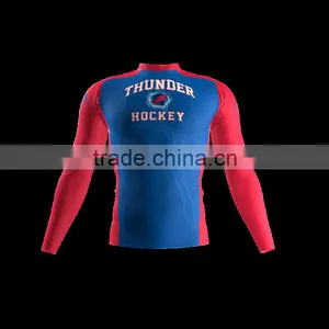 Polyester Spandex Long Sleeves Thunder Compression Shirt/Rash Guard With Club Logo Player Name and Numbers at Sleeves thumbnail-1