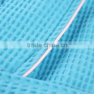 Wholesale Unisex Nightgowns Blue Cotton Waffle Bathrobes for Hotel thumbnail-5