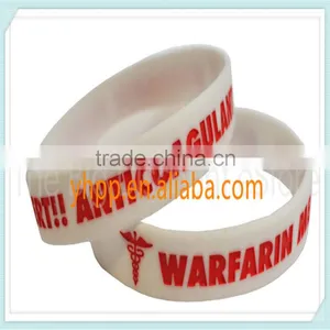 Custom Medical Alert Warfarin Medicated Anticoagulant Silicone Wristband thumbnail-1