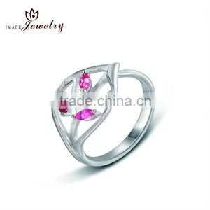 925 Silver Jewelry Ruby Diamond Ring thumbnail-1