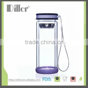 Double Wall Borosilicate Glass Water Bottle PP Material With Strainer thumbnail-4