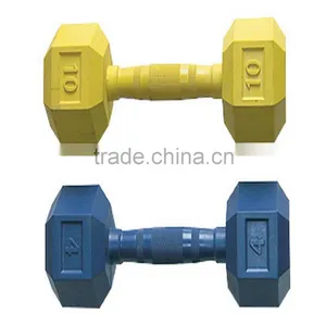 1-50KG Crossfit Color Rubber Coated Hex Dumbbells thumbnail-1