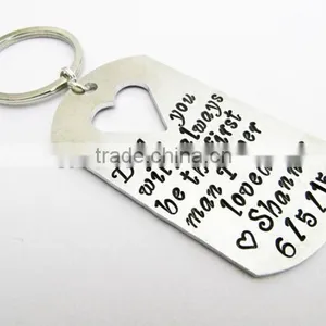 Personalized Father's Dog Tag Keychain With Stamped Logo thumbnail-2