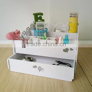 White Cosmetic Wooden Box With Drawer For Girls Design Wholesale Carved Boxes thumbnail-2