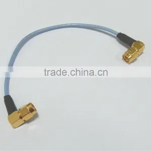 Pigtail, Cable Assembly, SMA Male Right Angle to SMA Male Right Angle With Semi Flex Cable Blue Jacket thumbnail-1