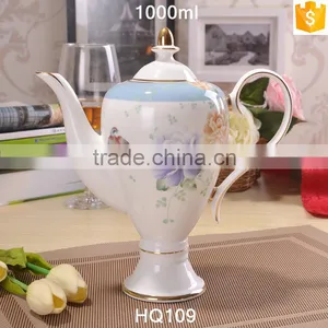 European Style Fashion Pattern With Gold-rim 1000ml Bone China Tea Pot thumbnail-1