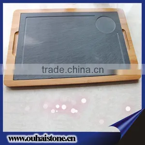Heat Resistant Wooden Base With Natural Slate Stone Plates Rectangle Table Placemats thumbnail-1