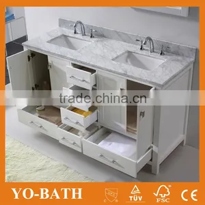 2015 Factory Double Sink Used Bathroom Vanity Cabinet With Marble Countertop Most Popular thumbnail-2