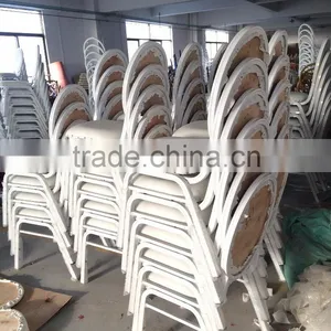 HB-691 Wholesale Round Back Aluminum Hotel Dining Chair Banquet White Price Steel Banquet Chair With Upholstered Cushion Quality Choice thumbnail-2