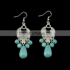 2016 New Design Boho Vintage Alloy Turquoise Long Earrings For Women thumbnail-3