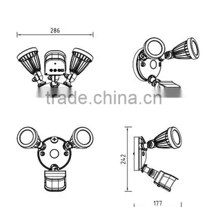 Wide-angle Twin Bronze Motion-sensing Shielded Security Light thumbnail-2