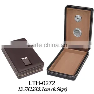 Mini Portable Leather Cigar Boxes Case With Cutter thumbnail-1