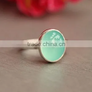 Natural Apple Green Chalcedony Ring 92.5 Sterling Silver Jewellery thumbnail-1