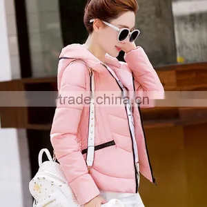 Fashion OEM Bulk Fashion Slim Fake Down Cheap Winter Jacket Women, Polyester Fiber Filled Black Hooded Custom Puffer Jacket thumbnail-5