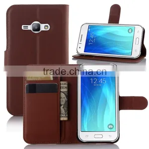 High Quality Leather Holster Card Wallet Folio Stand Flip Case Cover for Samsung GALAXY J1 ACE thumbnail-1